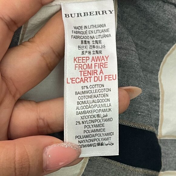 Burberry Kid's Cream Grey Sleeveless Striped Cotton Dress Size 10 Years - Picture 5 of 8